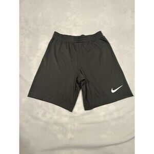 Nike Boys Athletic Shorts Black White Large Lightweight Swoosh Youth 6-7 Yrs